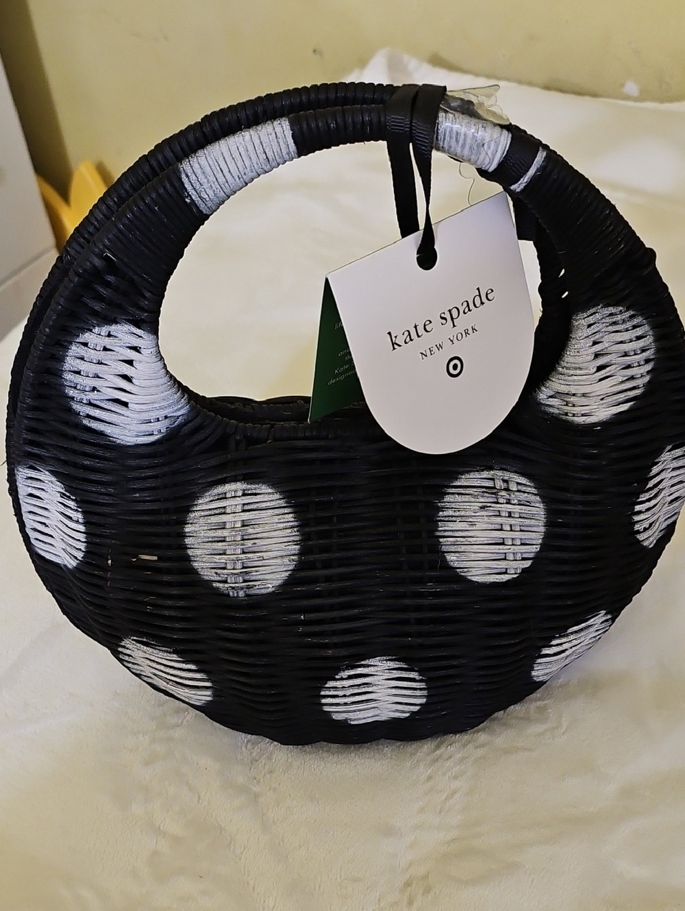 kate spade Black and White Polka Dot Woven Tote.  From Target